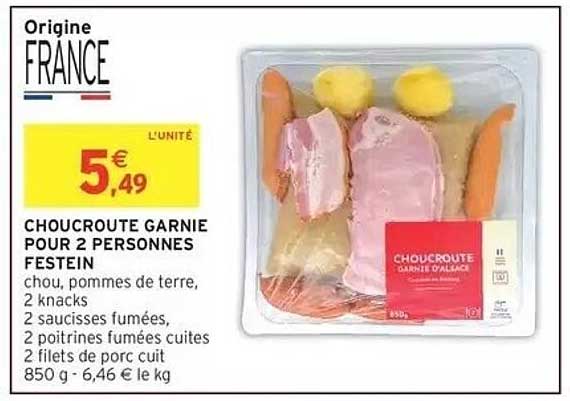 CHOUCROUTE GARNIE POUR 2 PERSONNES FESTEIN