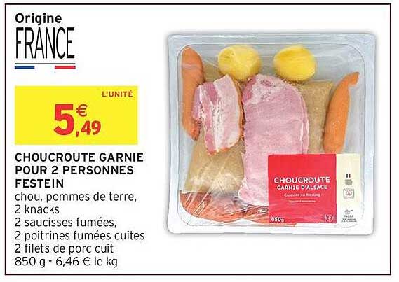 CHOUSCROUTE GARNIE POUR 2 PERSONNES FESTEIN