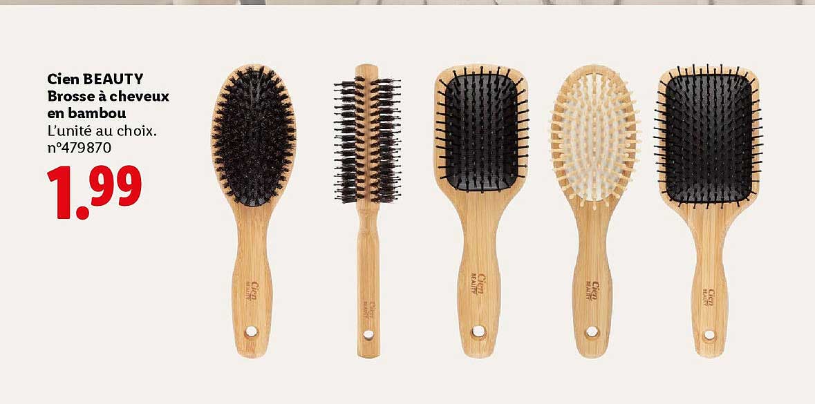 Cien BEAUTY Brosse à cheveux en bambou