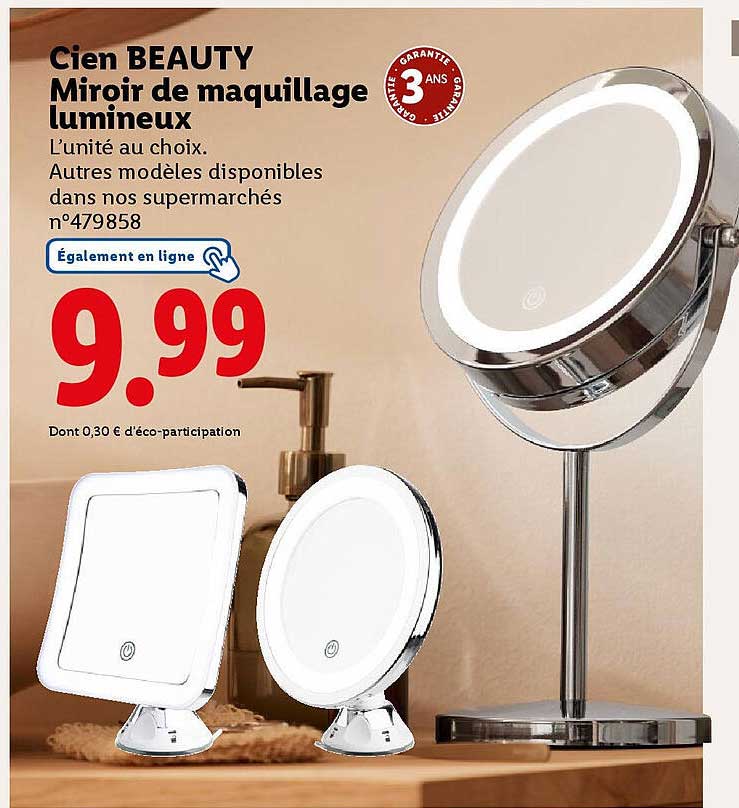 Cien BEAUTY Miroir de maquillage lumineux