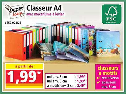 Classeur A4 avec mécanisme à levier
