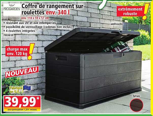 Coffre de rangement sur roulettes env. 340 l