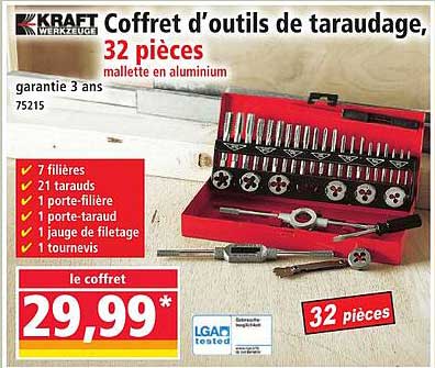 Coffret d'outils de taraudage, 32 pièces