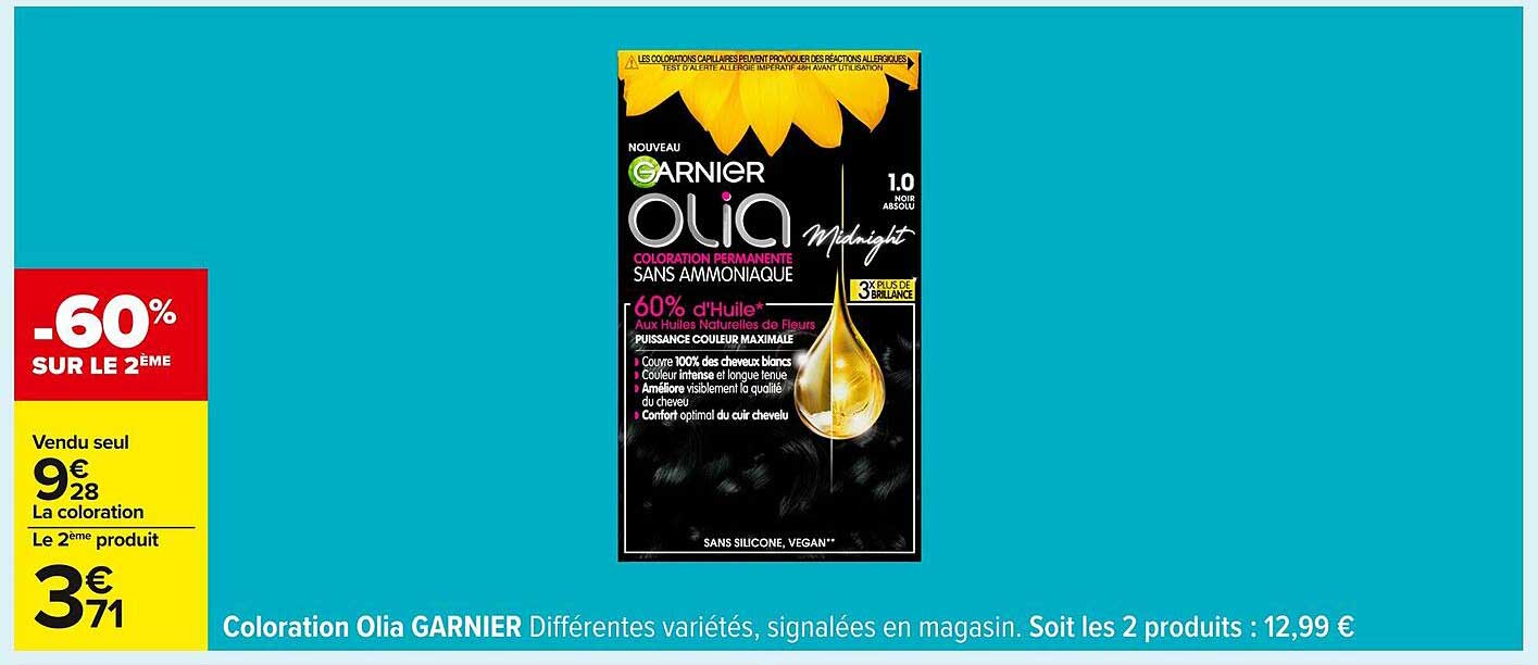 Coloration Olia GARNIER -60% sur le 2ème produit
