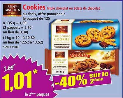 Cookies triple chocolat ou éclats de chocolat