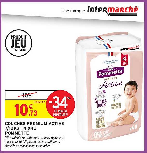 COUCHES PREMIUM ACTIVE 7/18KG T4 X48 POMMETTE