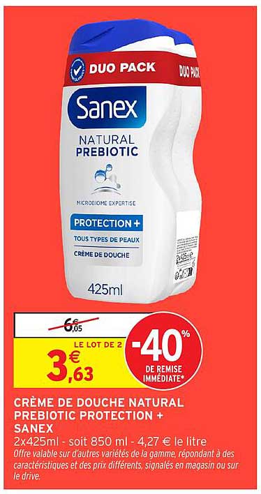 CRÈME DE DOUCHE NATURAL PREBIOTIC PROTECTION + SANEX