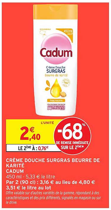CRÈME DOUCHE SURGRAS BEURRE DE KARITÉ CADUM