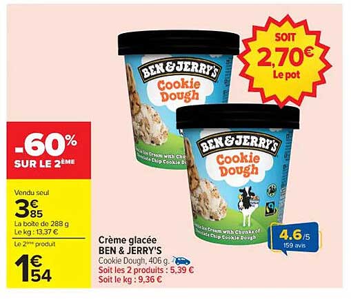 Crème glacée BEN & JERRY'S Cookie Dough