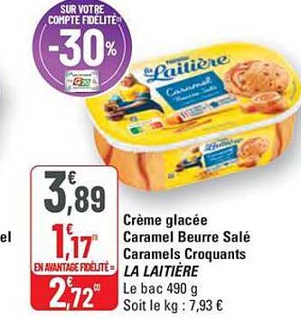 Crème glacée Caramel Beurre Salé Caramels Croquants LA LAITIÈRE