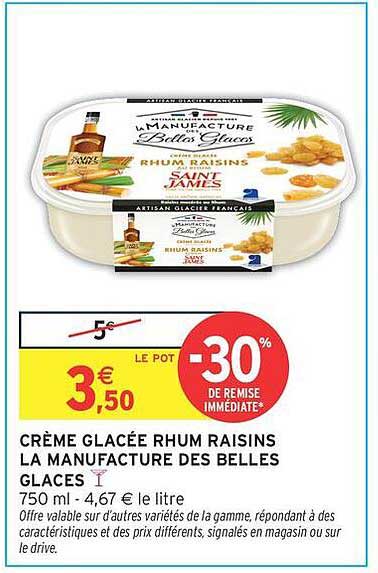 CRÈME GLACÉE RHUM RAISINS LA MANUFACTURE DES BELLES GLACES