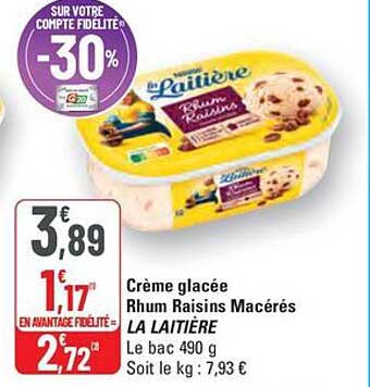 Crème glacée Rhum Raisins Macérés - LA LAITIÈRE