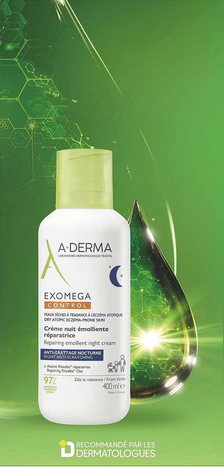 Crème nuit émolliente réparatrice A-Derma EXOMEGA CONTROL