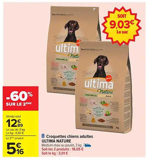 Croquettes chiens adultes ULTIMA NATURE