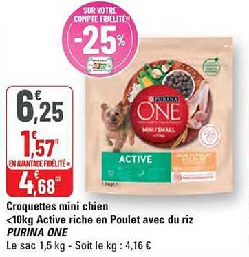 Croquettes mini chien <10kg Active riche en Poulet avec du riz