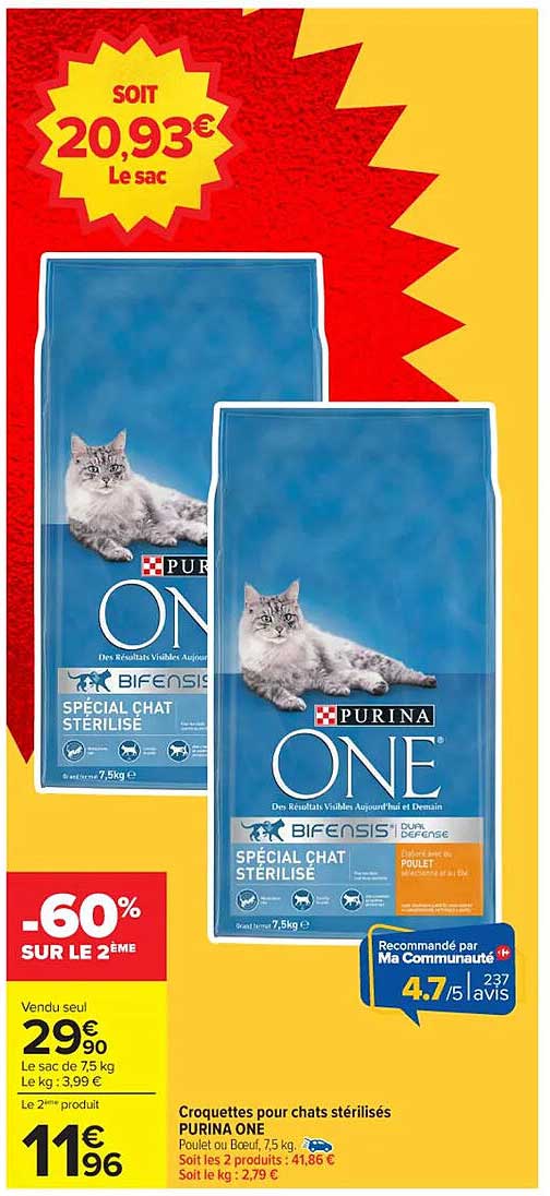 Croquettes pour chats stérilisés PURINA ONE