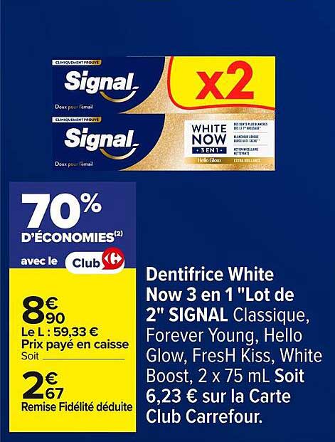 Dentifrice White Now 3 en 1 "Lot de 2" SIGNAL