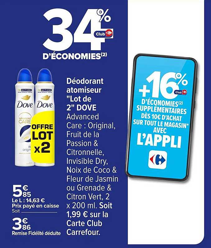 Déodorant atomiseur "Lot de 2" DOVE Advanced Care