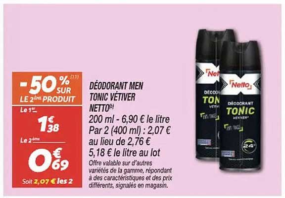 DÉODORANT MEN TONIC VÉTIVER NETTO