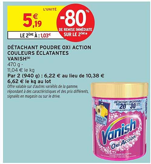 DÉTACHANT POUDRE OXI ACTION COULEURS ÉCLATANTES VANISH