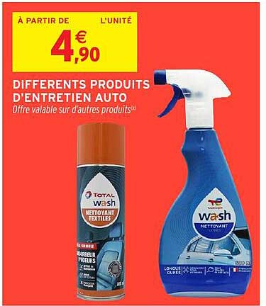 DIFFÉRENTS PRODUITS D'ENTRETIEN AUTO
