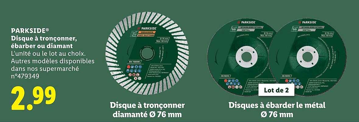 Disque à tronçonner, ébarber ou diamant