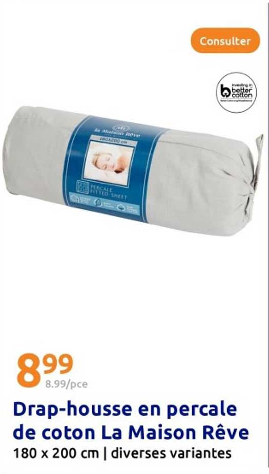 Drap-housse en percale de coton La Maison Rêve