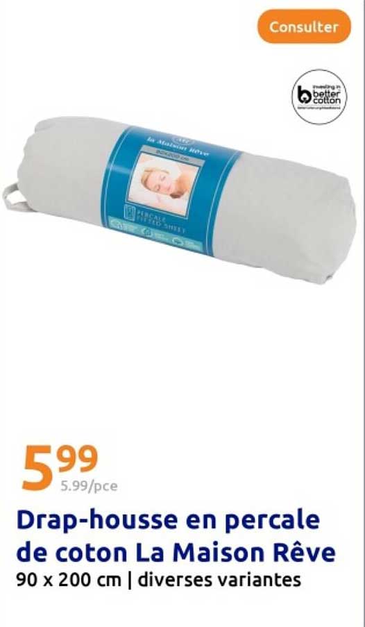 Drap-housse en percale de coton La Maison Rêve