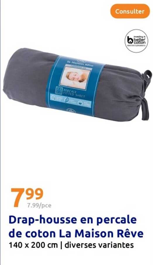 Drap-housse en percale de coton La Maison Rêve