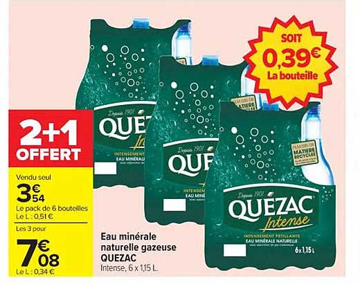 Eau minérale naturelle gazeuse QUEZAC