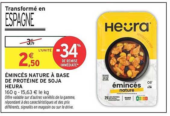 ÉMINCÉS NATURE À BASE DE PROTÉINE DE SOJA HEURA