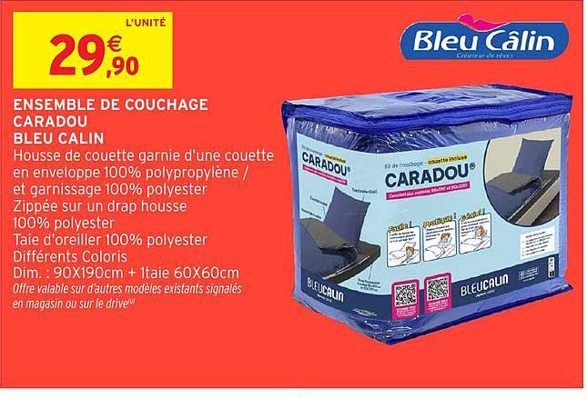 ENSEMBLE DE COUCHAGE CARADOU BLEU CALIN