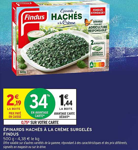 ÉPINARDS HACHÉS À LA CRÈME SURGELÉS FINDUS