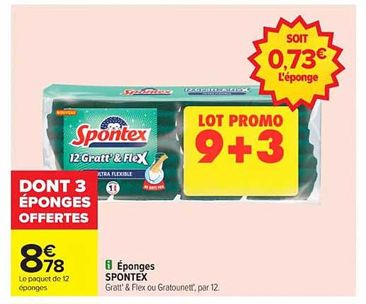 Éponges SPONTEX 12 Gratt' & Flex