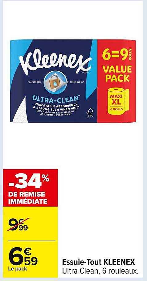 Essuie-Tout KLEENEX Ultra Clean, 6 rouleaux.