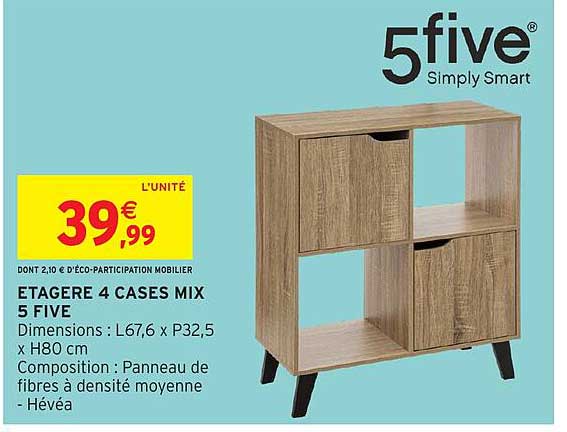 ETAGERE 4 CASES MIX 5 FIVE