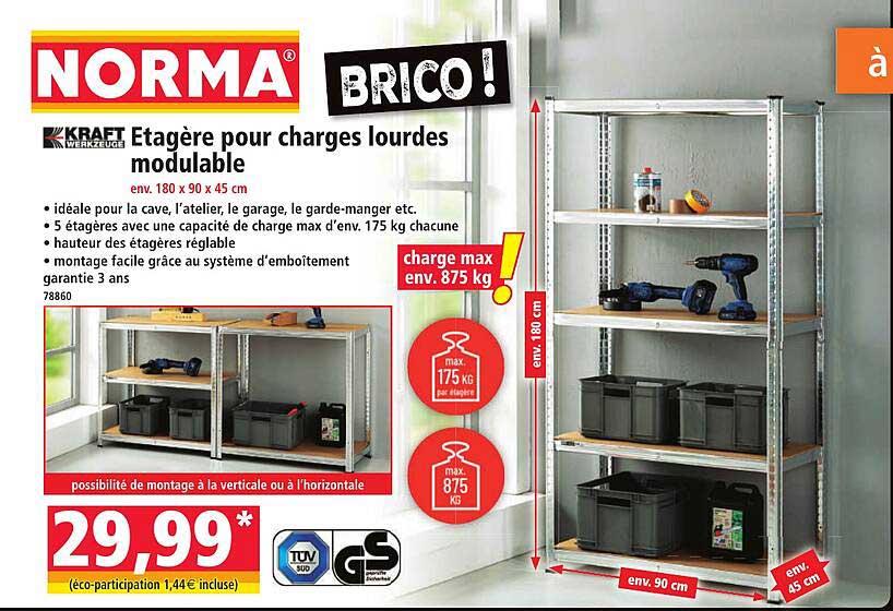 Etagère pour charges lourdes modulaire