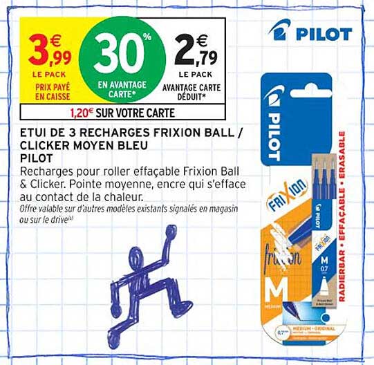 ETUI DE 3 RECHARGES FRIXION BALL / CLICKER MOYEN BLEU