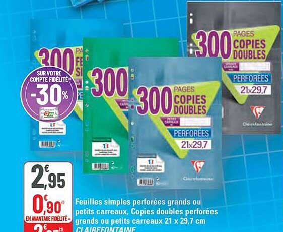 Feuilles simples perforées grands ou petits carreaux