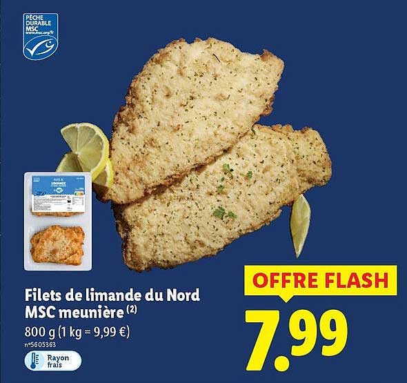 Filets de limande du Nord MSC meunière