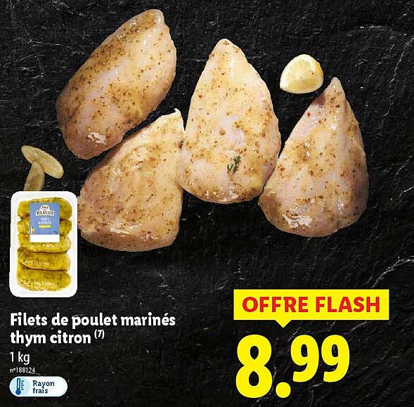 Filets de poulet marinés thym citron