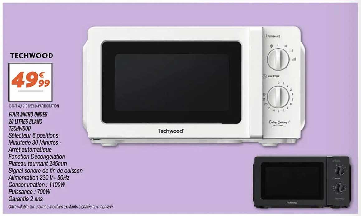 FOUR MICRO ONDES 20 LITRES BLANC TECHWOOD