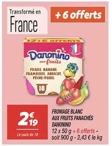 Fromage blanc aux fruits panachés Danonino