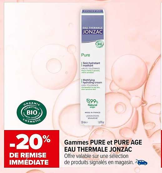 Gammes PURE et PURE AGE EAU THERMALE JONZAC