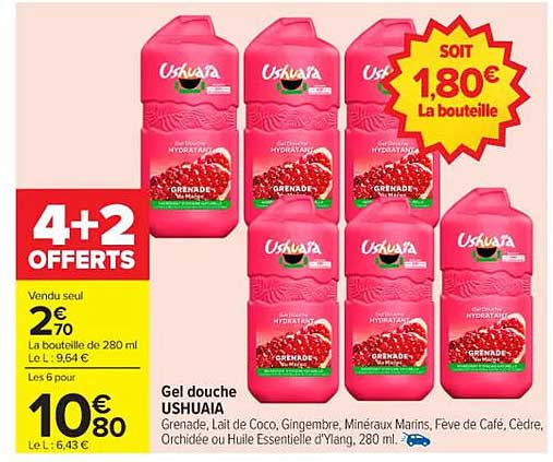 Gel douche USHUAIA - 4+2 OFFERTS