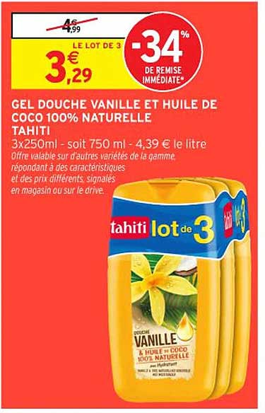 GEL DOUCHE VANILLE ET HUILE DE COCO 100% NATURELLE TAHITI