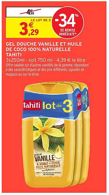GEL DOUCHE VANILLE ET HUILE DE COCO 100% NATURELLE TAHITI