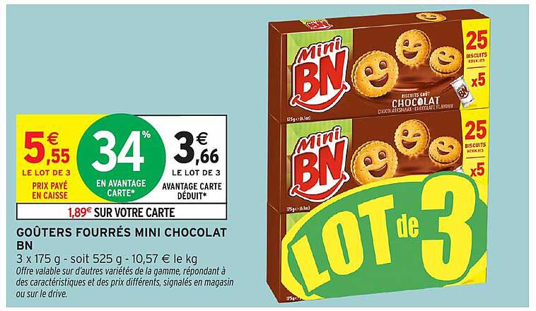 GOÛTERS FOURRÉS MINI CHOCOLAT BN