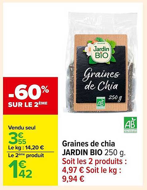 Graines de chia JARDIN BIO 250 g