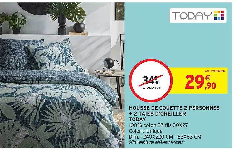 HOUSSE DE COUETTE 2 PERSONNES + 2 TAIES D'OREILLER